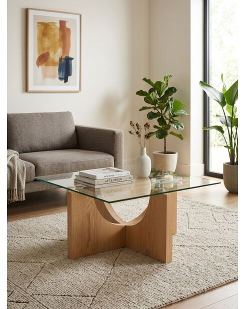 Table basse en verre Etini miel - L.85 x l.85 x H.45 cm
