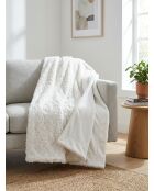 Plaid bianco in pelliccia riccia - 180x230cm
