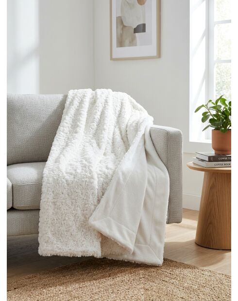 Plaid bianco in pelliccia riccia - 180x230cm
