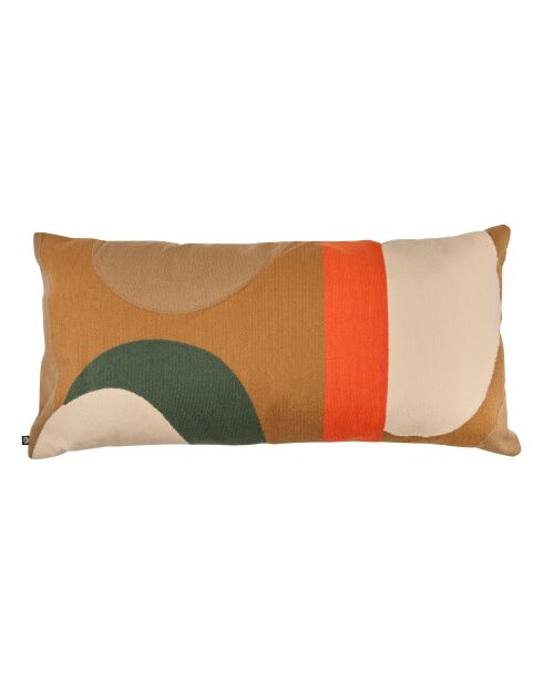 Coussin brodée Hary modernist marron caramel - 35x75cm