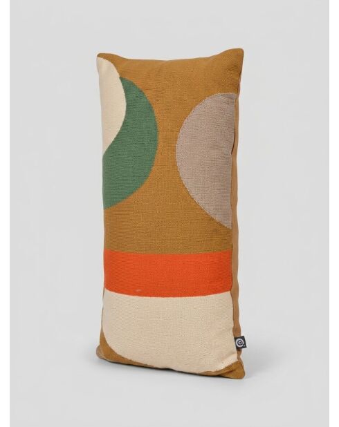 Coussin brodée Hary modernist marron caramel - 35x75cm
