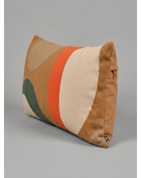 Coussin brodée Hary modernist marron caramel - 35x75cm