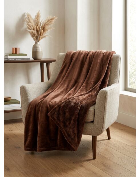 Morbido plaid in flanella marrone - 130x180 cm