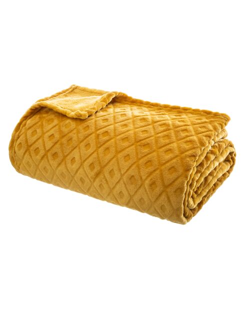 Plaid giallo in flanella diamantata - 180x230cm