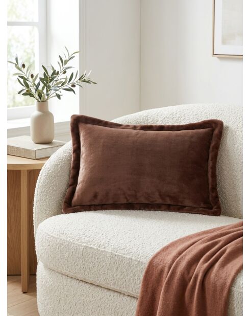 Coussin flanelle  Cuddly marron - 38x58cm