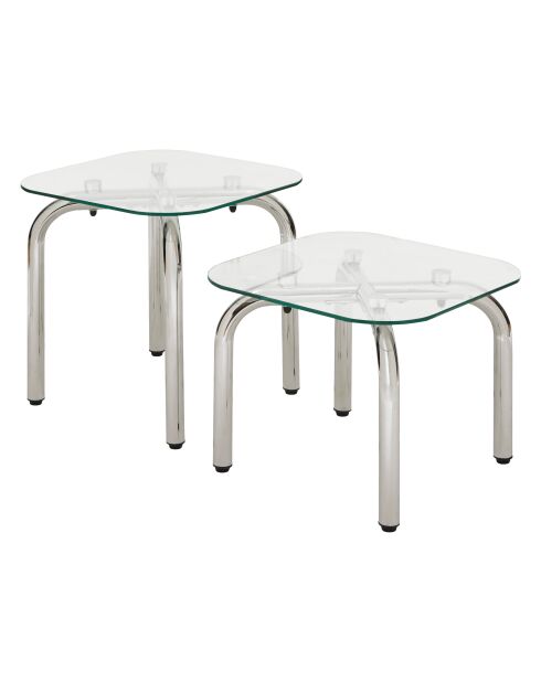Set van 2 zilveren Hecate glazen salontafels