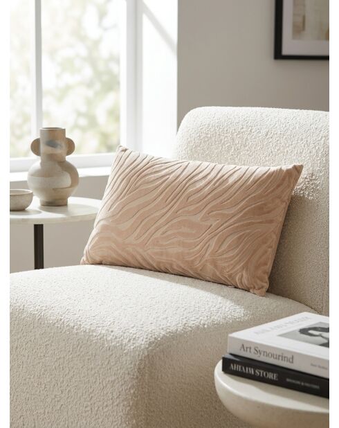 Coussin en velours Tigris beige lin - 30x50cm