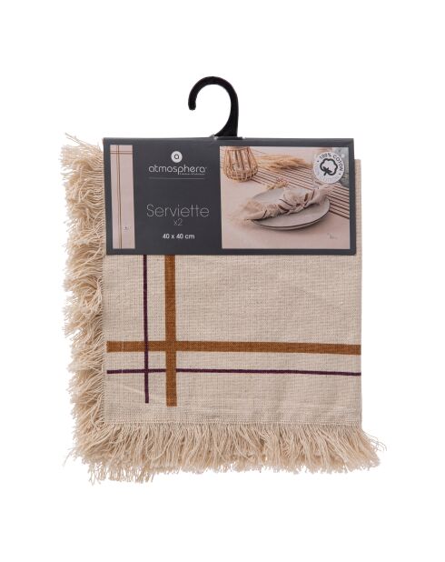 Serviette imprimé Ray beige - 40x40x2cm