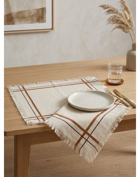 Serviette imprimé Ray beige - 40x40x2cm