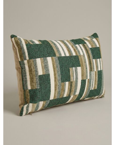 Coussin Jacquard en chenille Calix vert kaki - 30x50cm