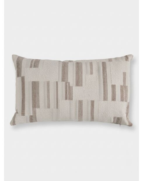 Coussin jacquard en chenille Calix beige lin - 30x50cm