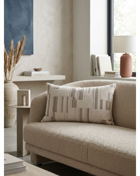 Coussin jacquard en chenille Calix beige lin - 30x50cm