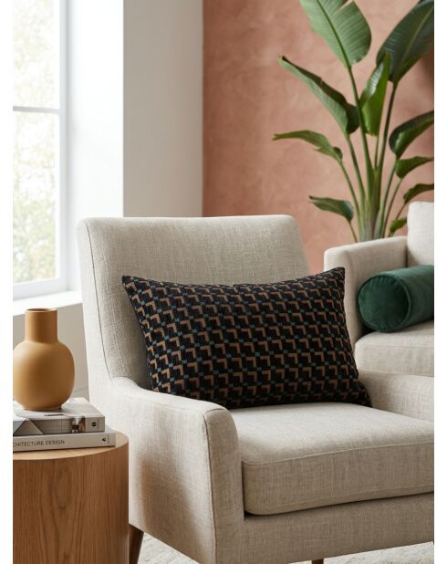 Coussin Jacquard noir - 38x58cm
