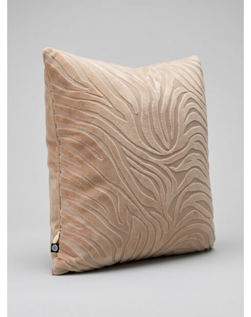 Coussin en velours Tigris beige lin - 40x40cm