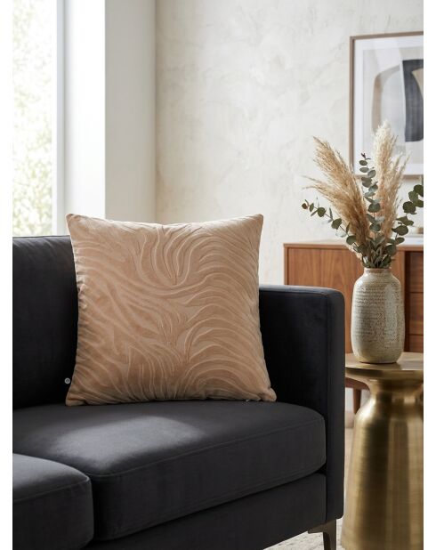 Coussin en velours Tigris beige lin - 40x40cm