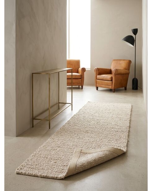 Tapis effet laine Volna taupe - 80x200cm