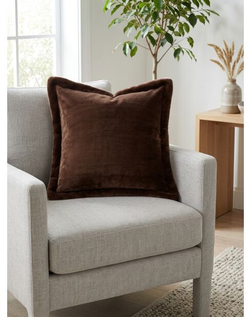 Coussin flanelle  Cuddly marron - 53x53cm