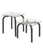 Set de 2 mesitas de cristal Hecate plateadas