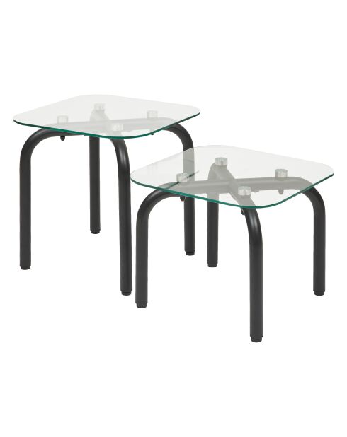 Set van 2 zilveren Hecate glazen salontafels