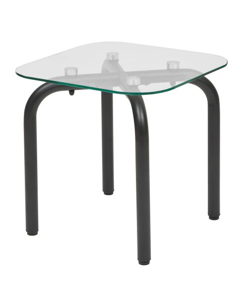 Set van 2 zilveren Hecate glazen salontafels