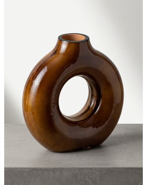 Vaso Circle in vetro ambrato - H. 20,5cm