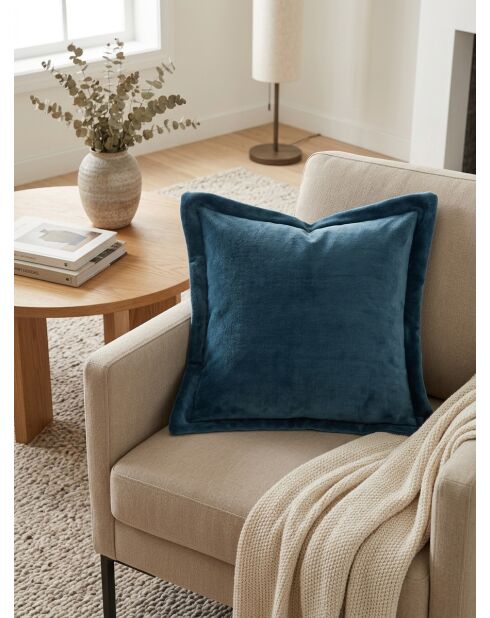 Coussin flanelle Cuddly bleu égéen - 53x53cm