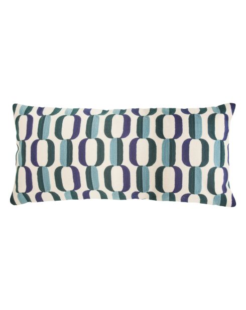 Coussin brodée Hary decoratif bleu - 35x75cm