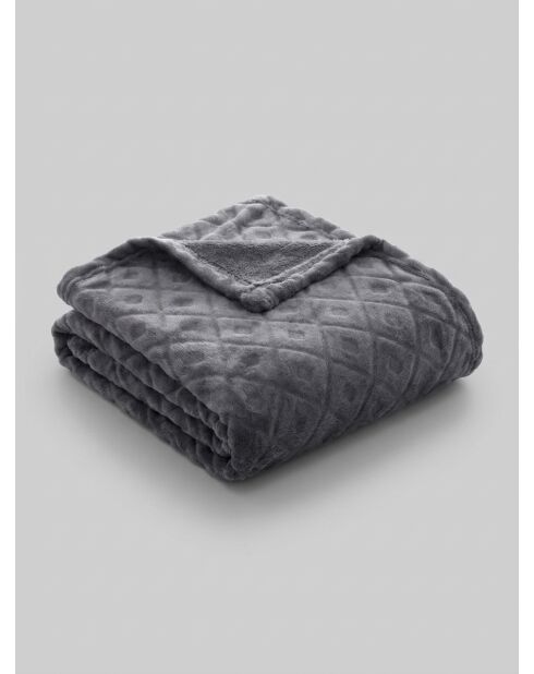Plaid grigio in flanella diamantata - 125x150cm