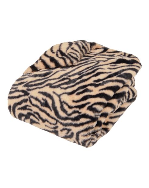 Plaid in pelliccia d'orana con stampa tigre nera - 120x160cm
