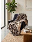 Plaid in pelliccia d'orana con stampa tigre nera - 120x160cm