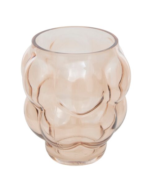 Vase en verre soufflé Edia rose clair - H. 18cm