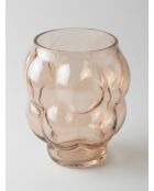 Vase en verre soufflé Edia rose clair - H. 18cm