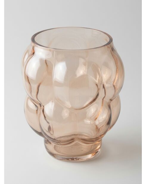Vase en verre soufflé Edia rose clair - H. 18cm
