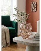 Vase en verre soufflé Edia rose clair - H. 18cm