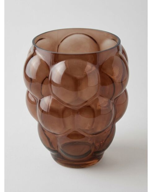Vase en verre souffle Edia marron - H. 25cm