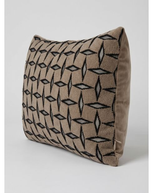 Coussin jacquard diamant marron - 30x50cm