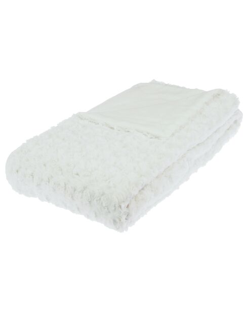 Plaid bianco in pelliccia riccia - 120x160cm