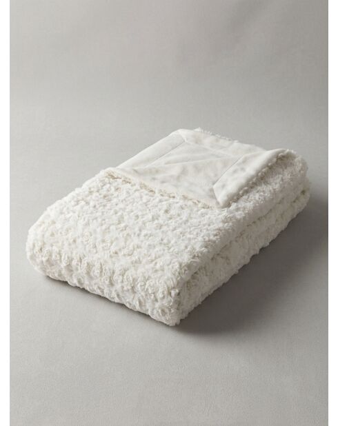Plaid bianco in pelliccia riccia - 120x160cm