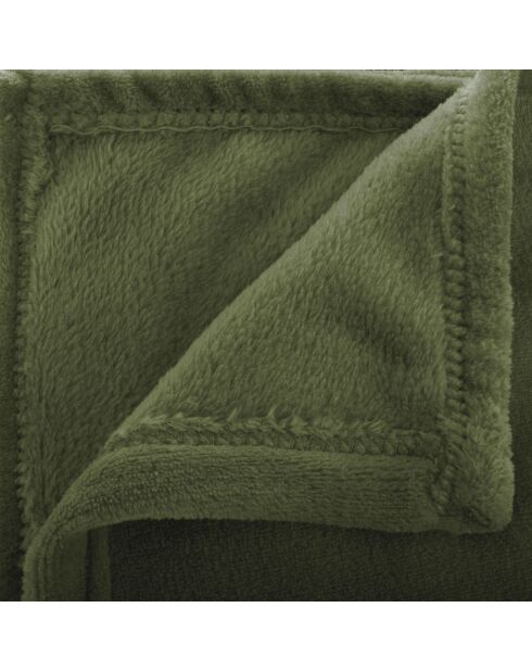Plaid in flanella tinta unita verde kaki - 125x150cm