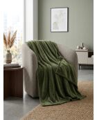 Plaid in flanella tinta unita verde kaki - 125x150cm