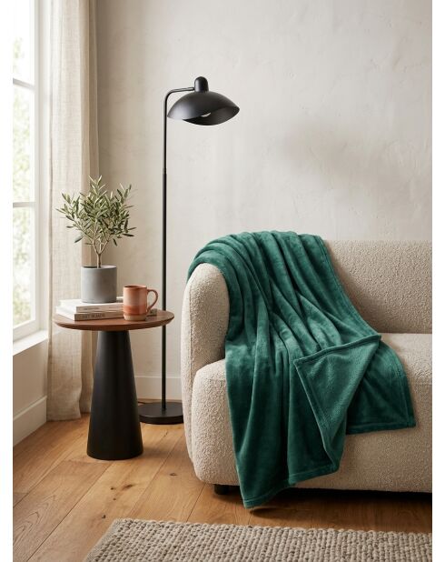 Plaid in flanella semplice verde cedro - 180x230cm