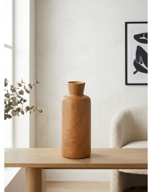 Vase Sao en bois marron - H. 30cm