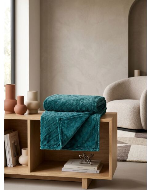 Plaid in flanella blu con rombi - 125x150 cm
