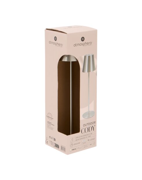 Lampe extérieur Cody argent - H. 36cm