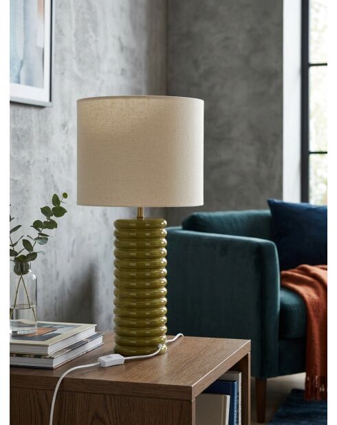 Lampe à poser Vinus vert kaki - H.69 cm