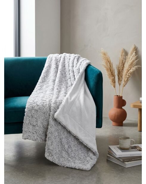 Plaid grigio in pelliccia riccia - 180x230cm
