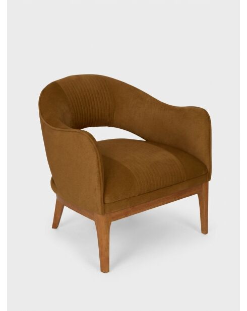 Fauteuil velours Libor camel