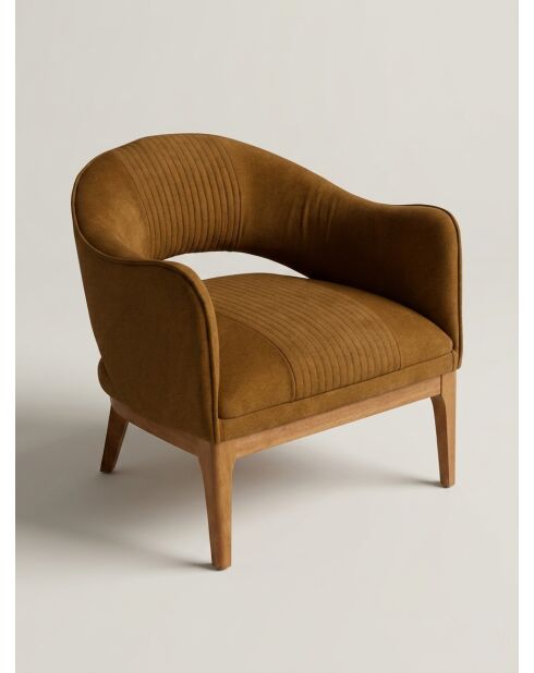 Fauteuil velours Libor camel