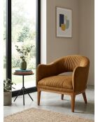 Fauteuil velours Libor camel