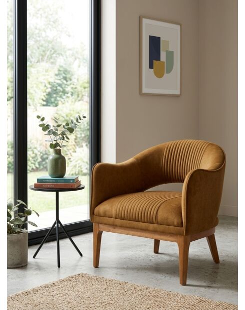 Fauteuil velours Libor camel